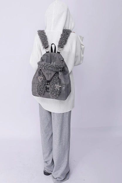 Cute Furry Rabbit Ears Backpack