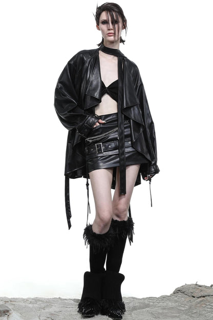 Beaded Leather Short Skirt