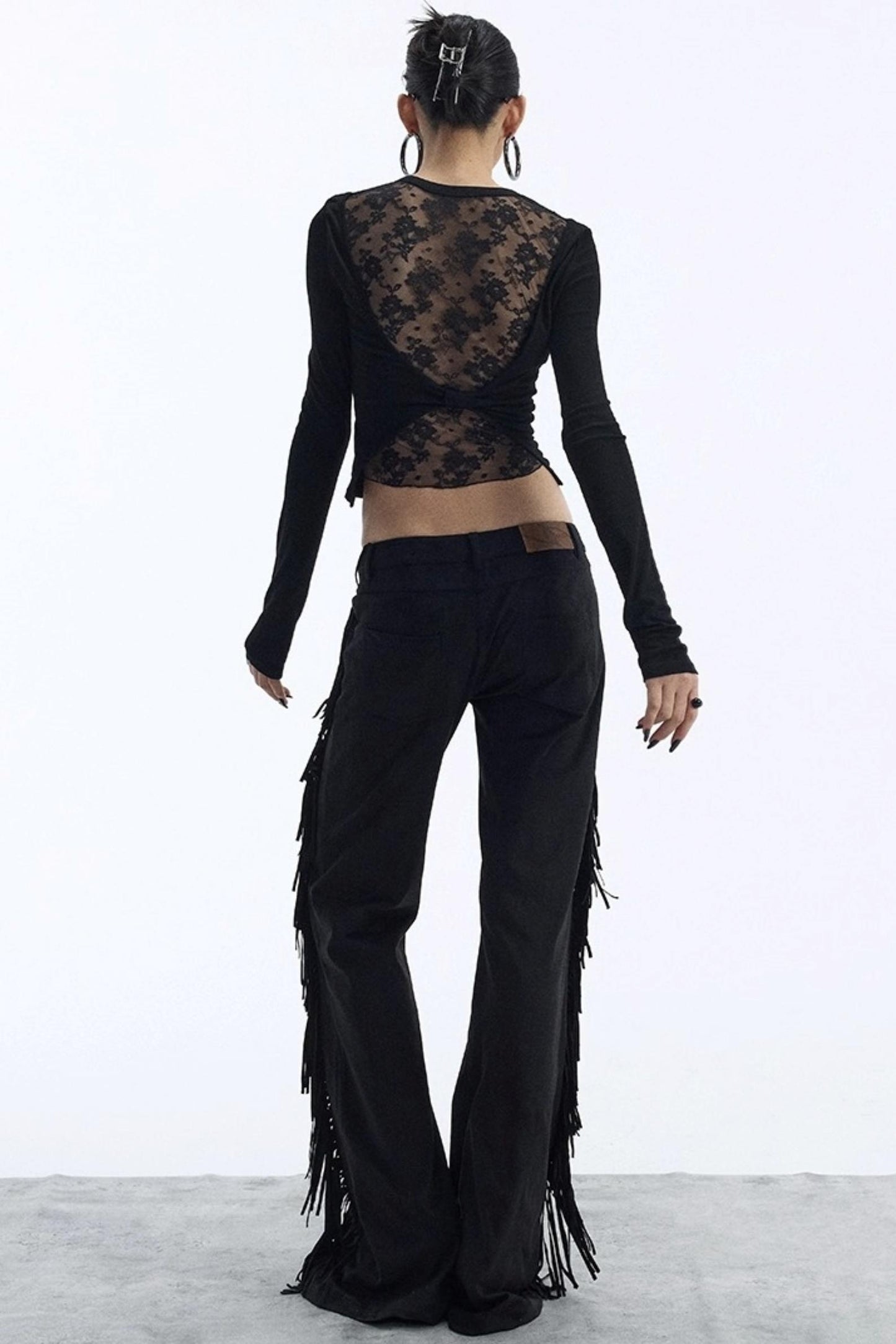 Vintage Low-Rise Fringe Pants