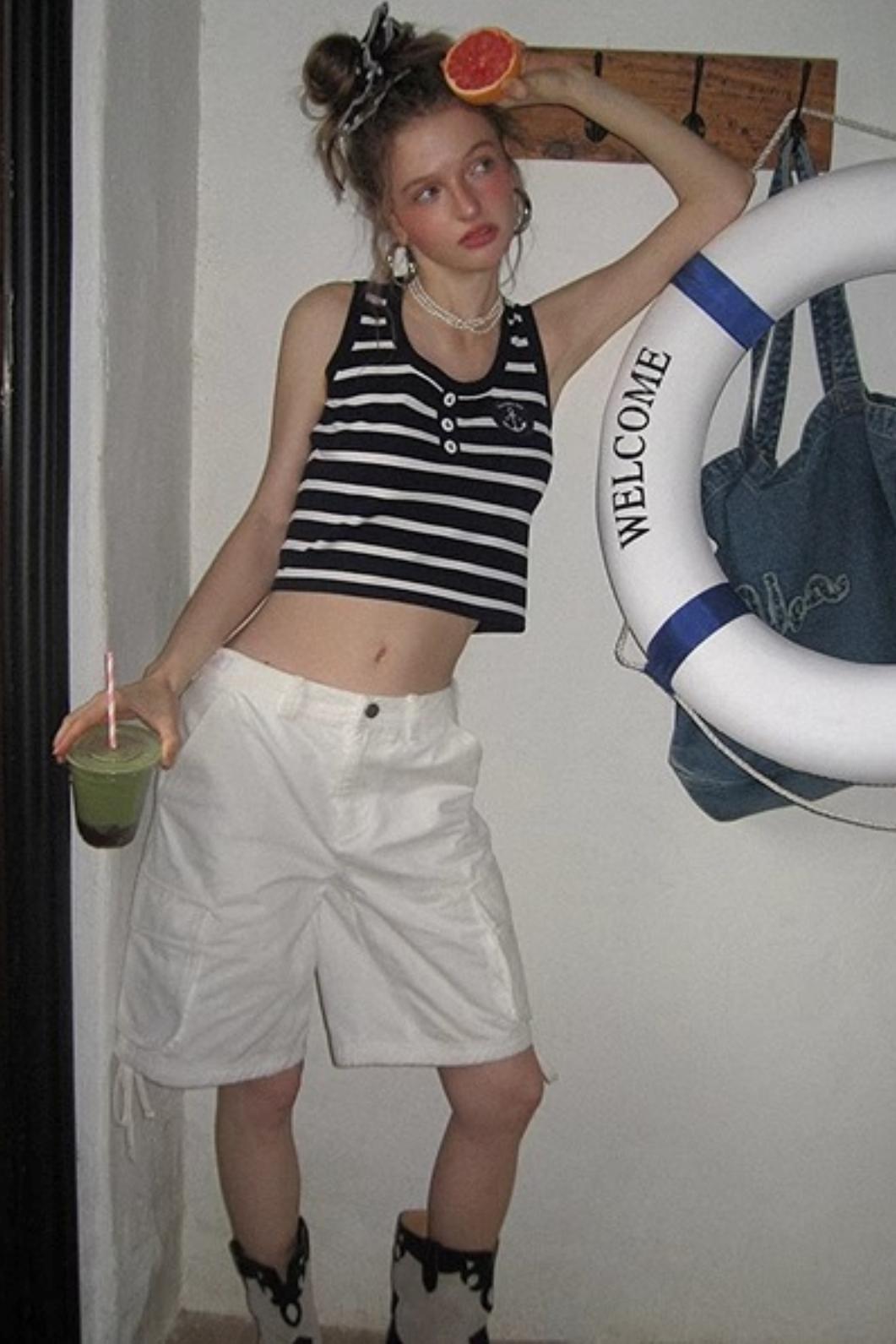 White Drawstring Utility Pants