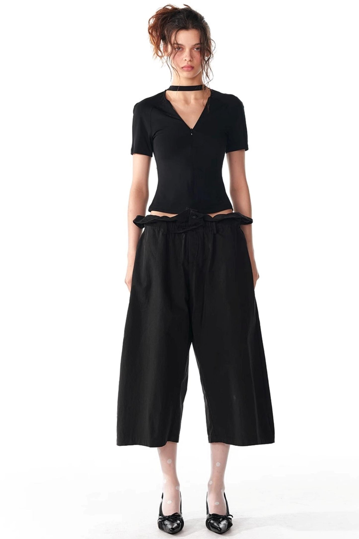 Slim Zipper Raglan Top