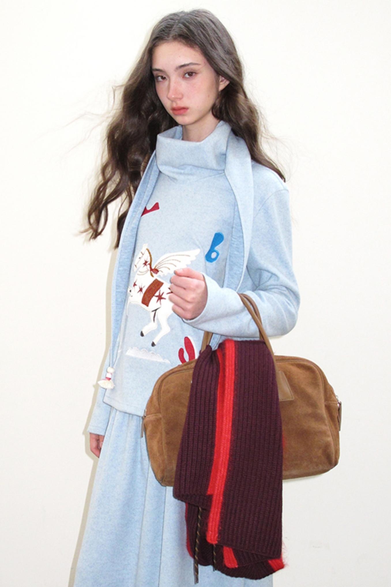 Three-Dimensional Pony Knit Top & Skirt Set