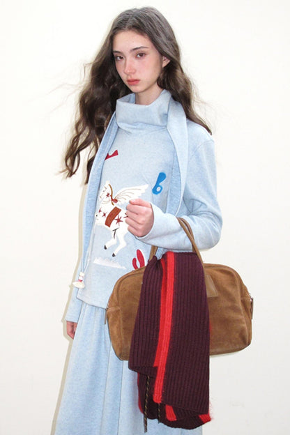 Three-Dimensional Pony Knit Top & Skirt Set