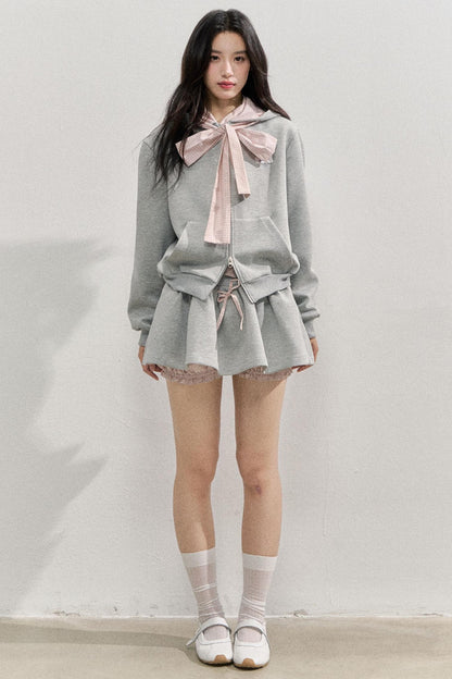 Comfort Bow Skirt Sweatshirt Set-Up