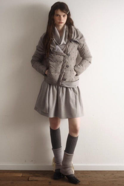 Misty Gray Pleated A-Line Skirt