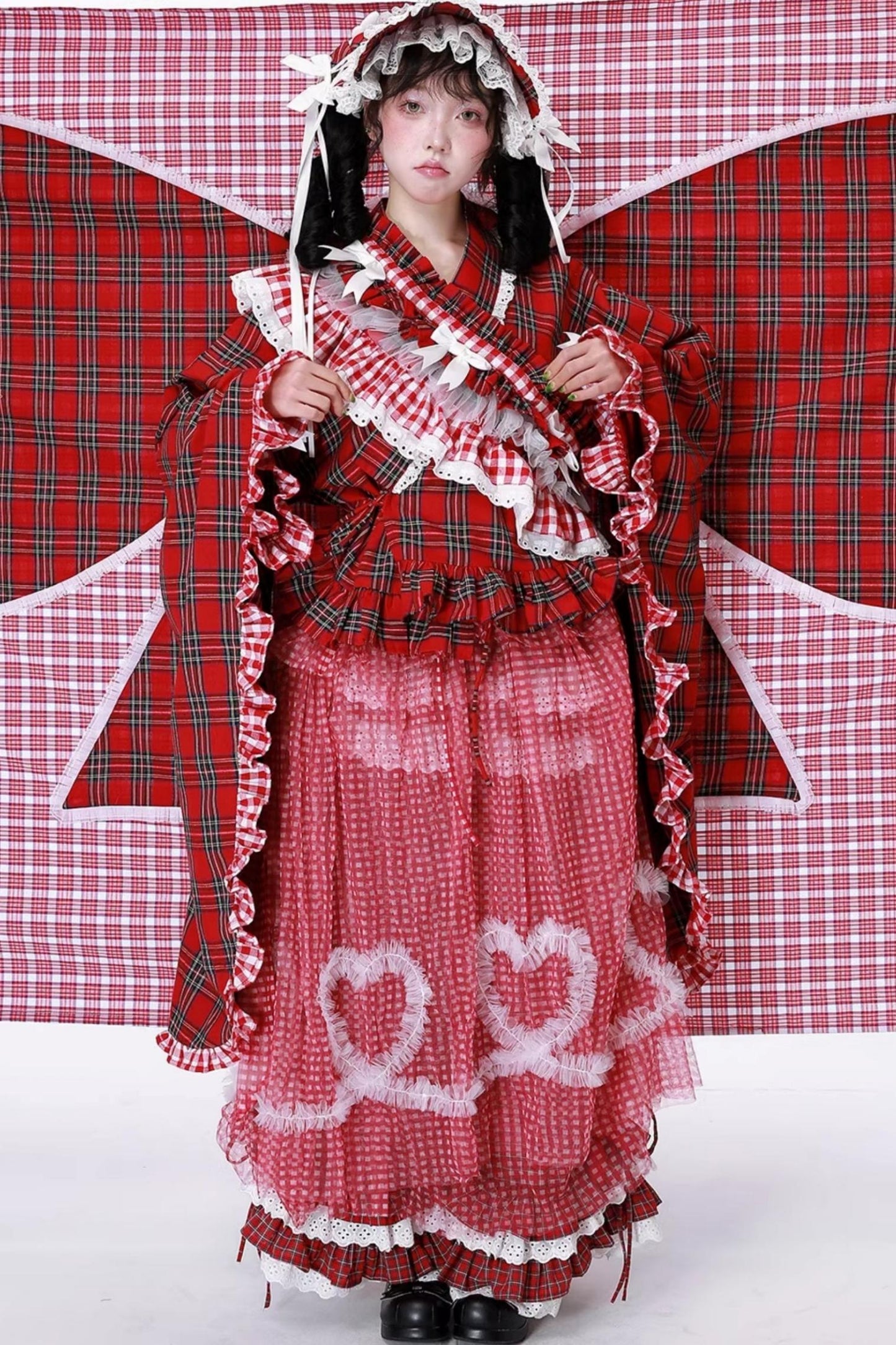 Retro Plaid Mesh Dress