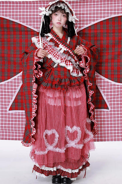 Retro Plaid Mesh Dress