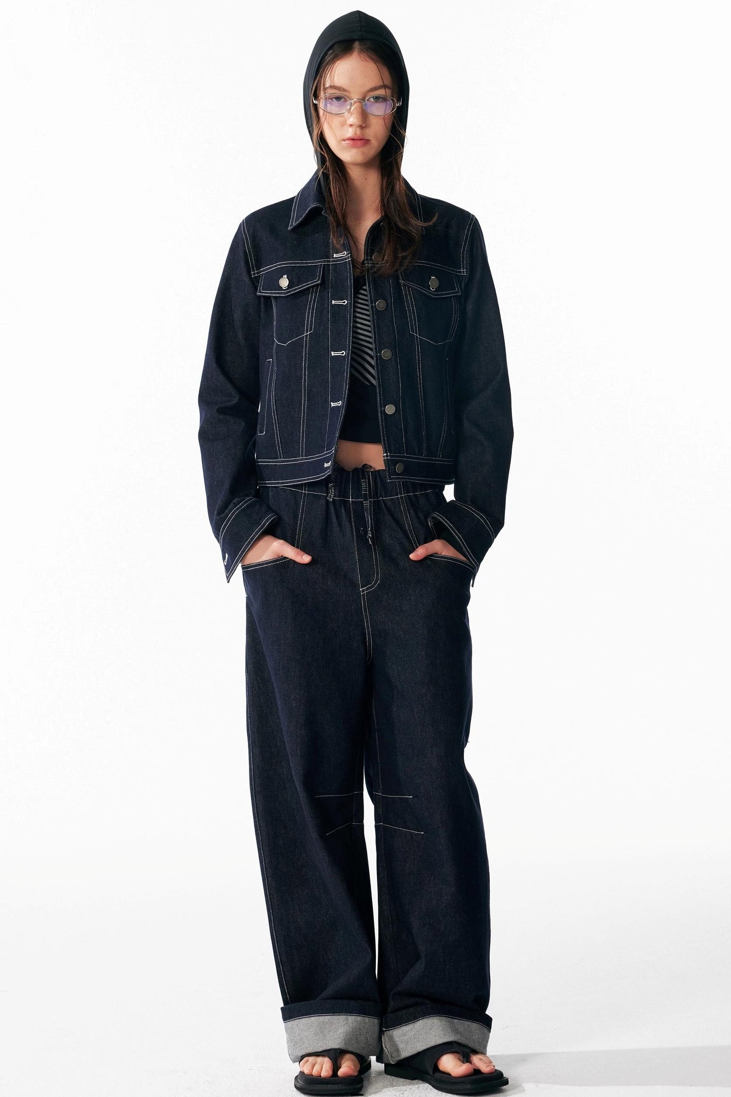 Slim Lace-Up Hooded Long Sleeve Base Shirt