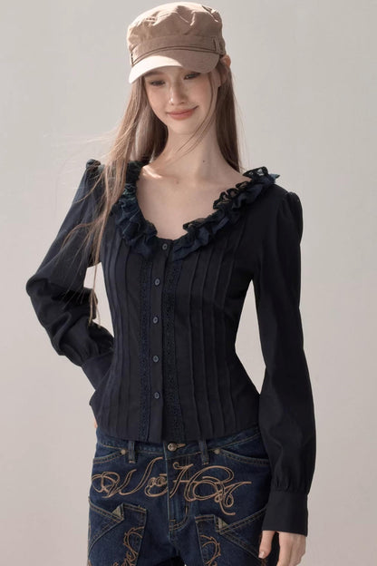 Puff Sleeve V-Neck Blouse
