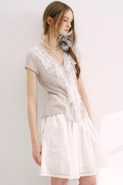 Misty Gray Lace A-Line Top