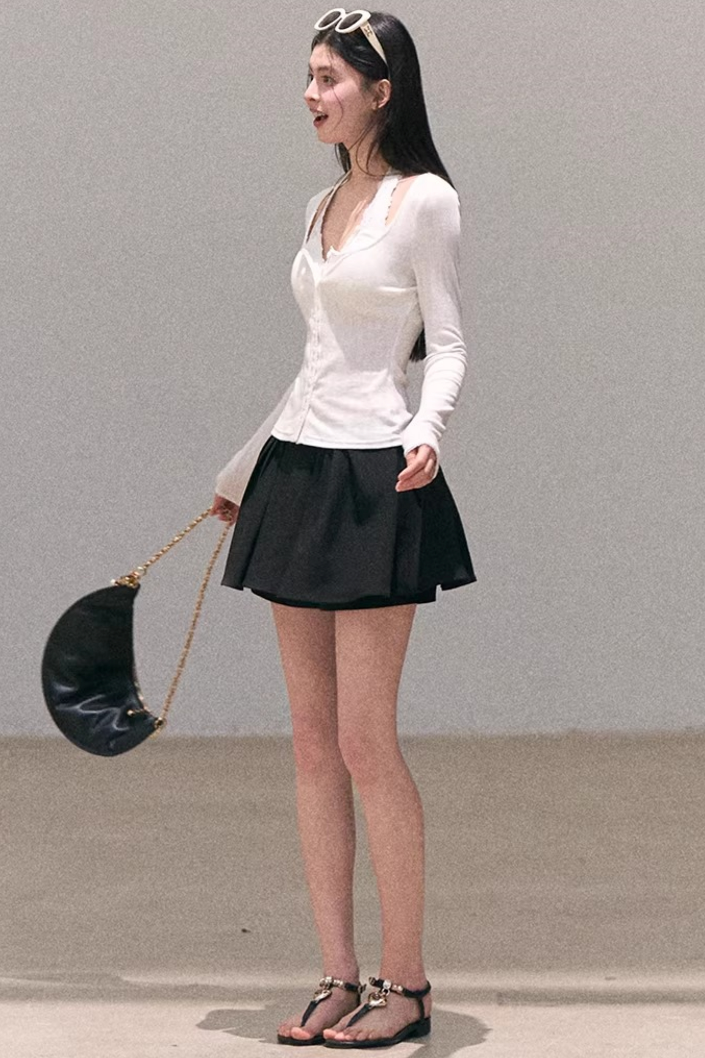 Hollow-Out Ribbed Knit Cardigan