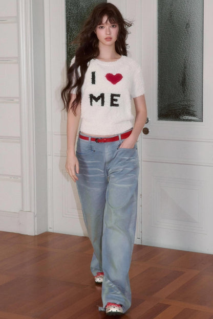 Versatile Crew Neck Love Knitwear