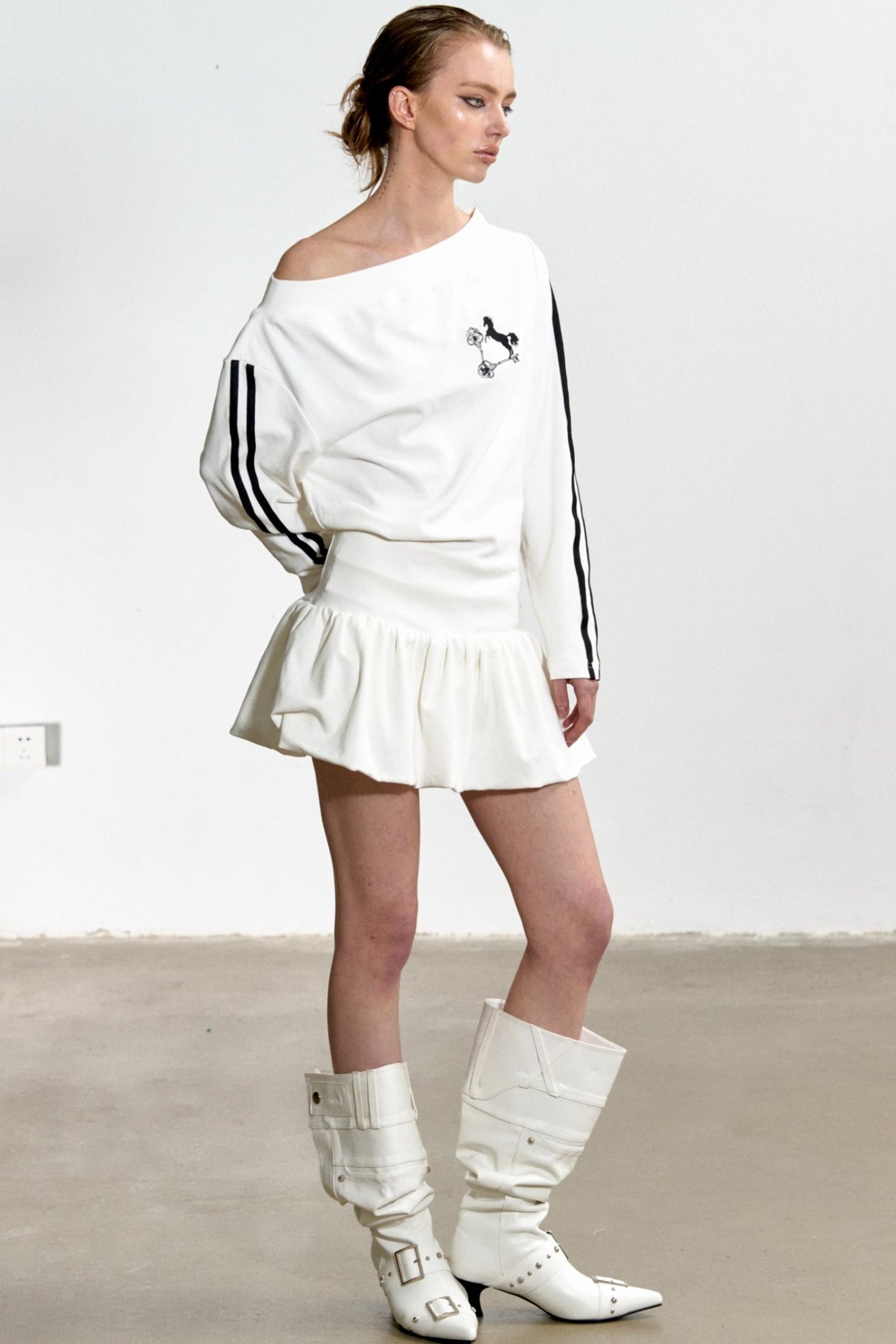 Slouchy Pleated T-Shirt Dress