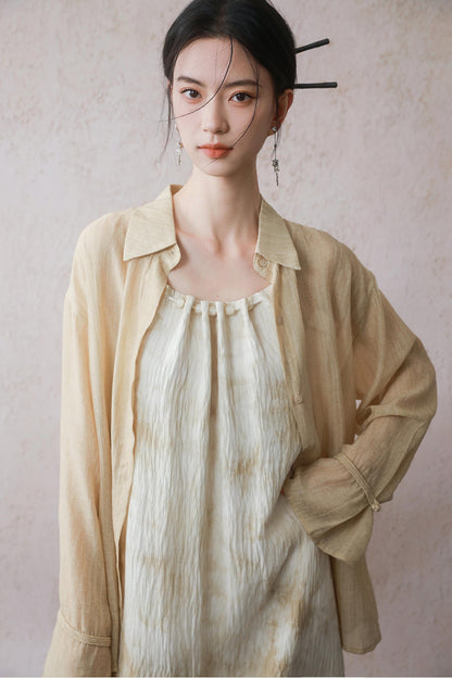 Beige Beaded Camisole Dress