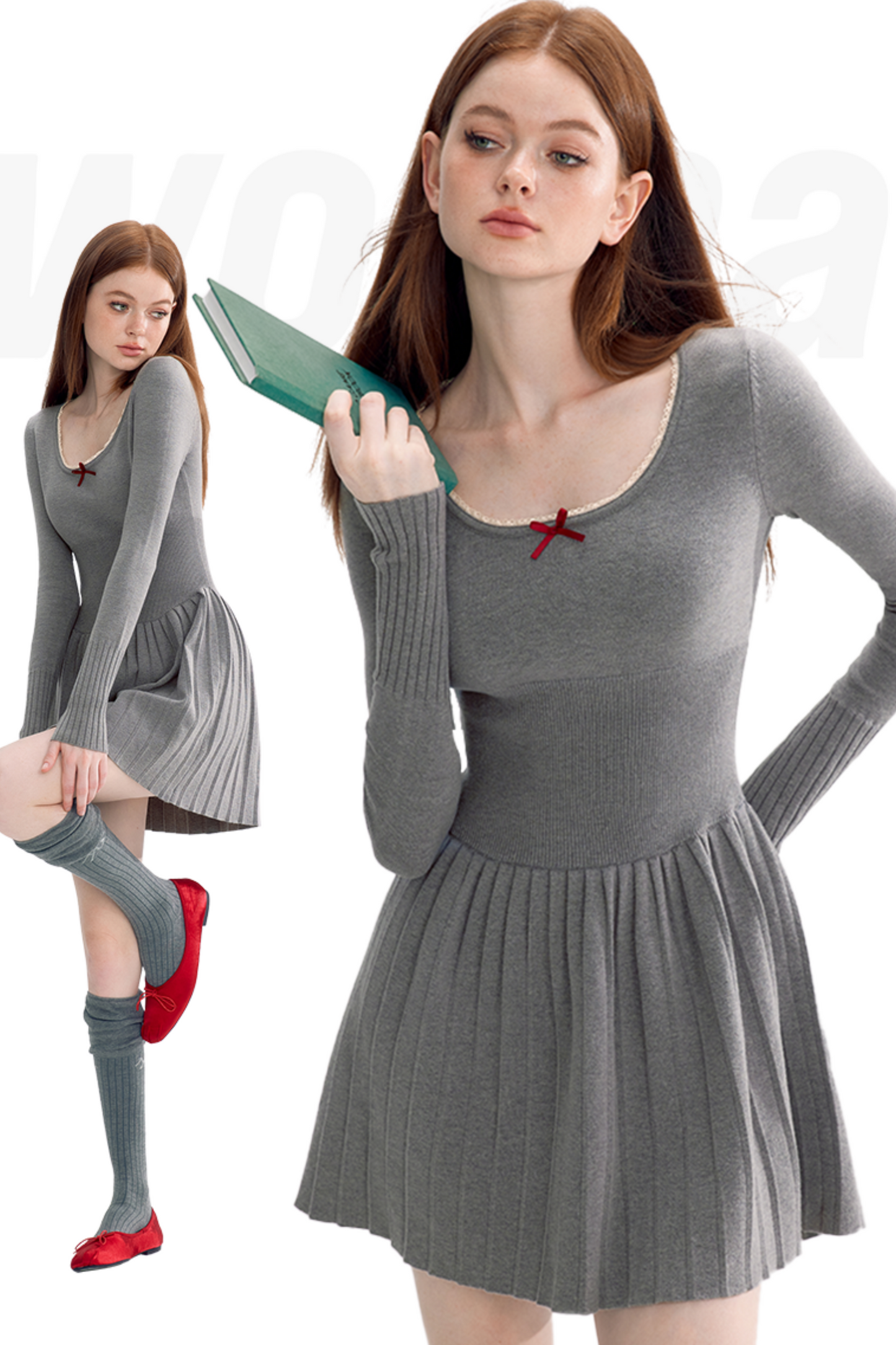 Square Neck Slim Knit Dress