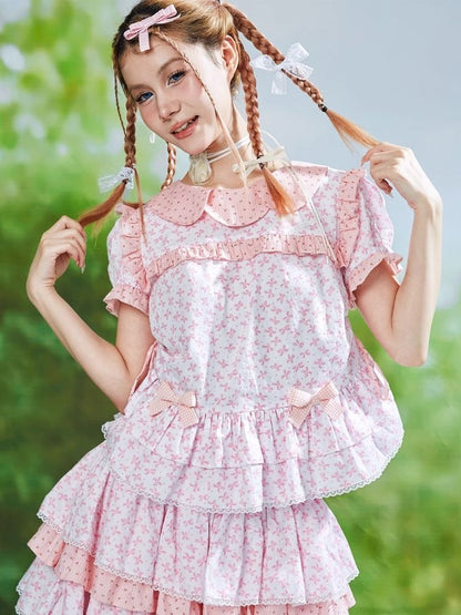 Cute Doll Neck Short Sleeve Blouse