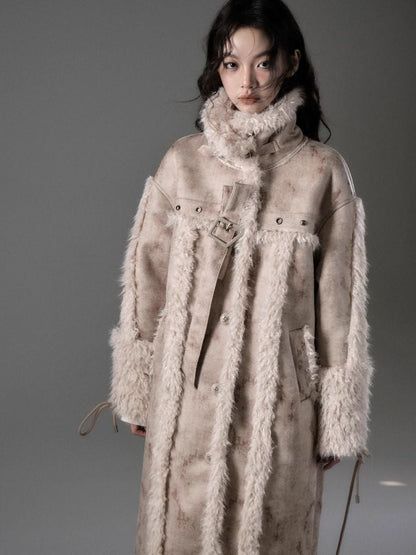 Lamb fur long coat