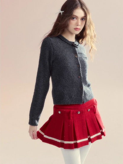 Versatile two-wear design Tweed pleated skirt shorts