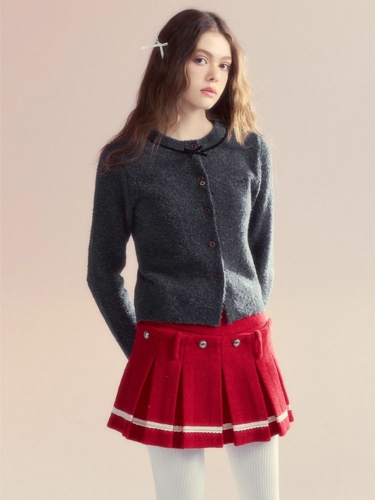 Versatile two-wear design Tweed pleated skirt shorts