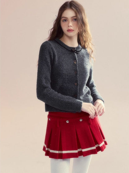 Versatile two-wear design Tweed pleated skirt shorts