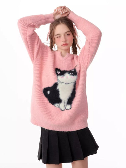 Soft thick thin cute cat sweater