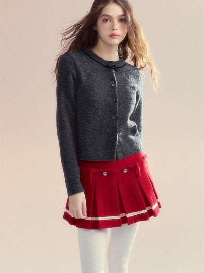 Versatile two-wear design Tweed pleated skirt shorts