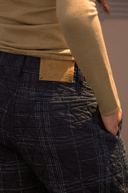 Vintage Plaid Quilted Pants