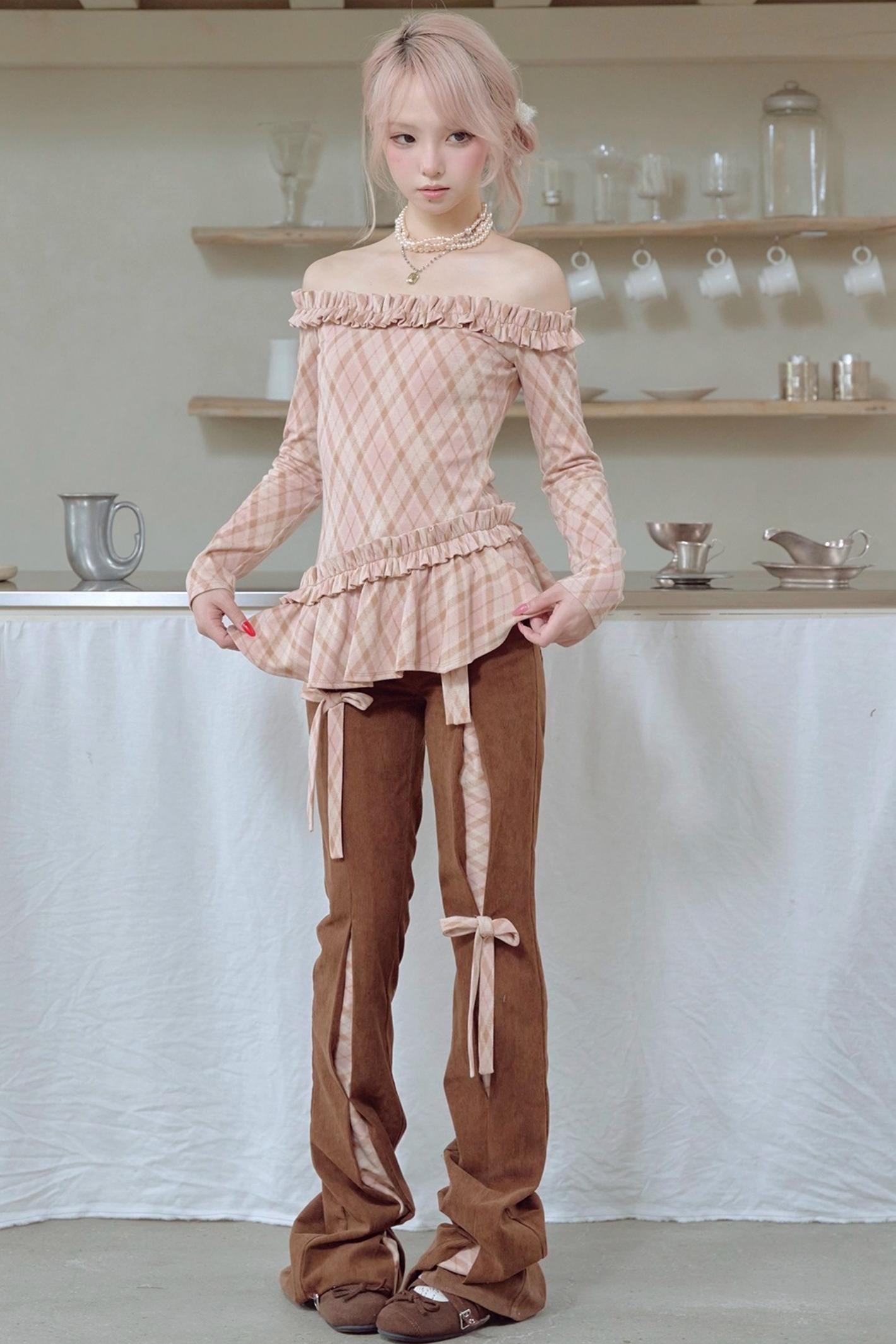 Corduroy Patchwork Flared Pants