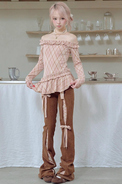 Corduroy Patchwork Flared Pants