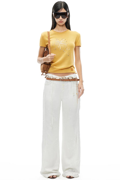 Tencel Linen Straight-Leg Pants