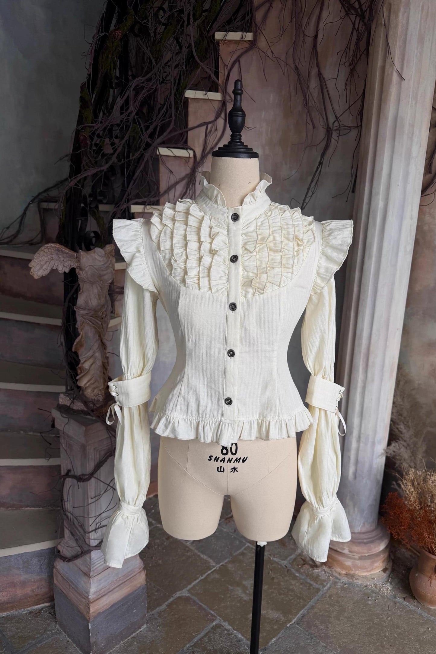 Beige Lace Trim Shirt