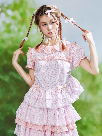 Cute Doll Neck Short Sleeve Blouse