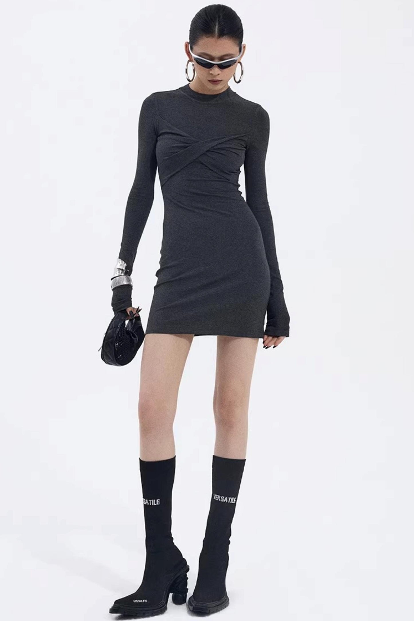 Asymmetrical Twist Bodycon Dress