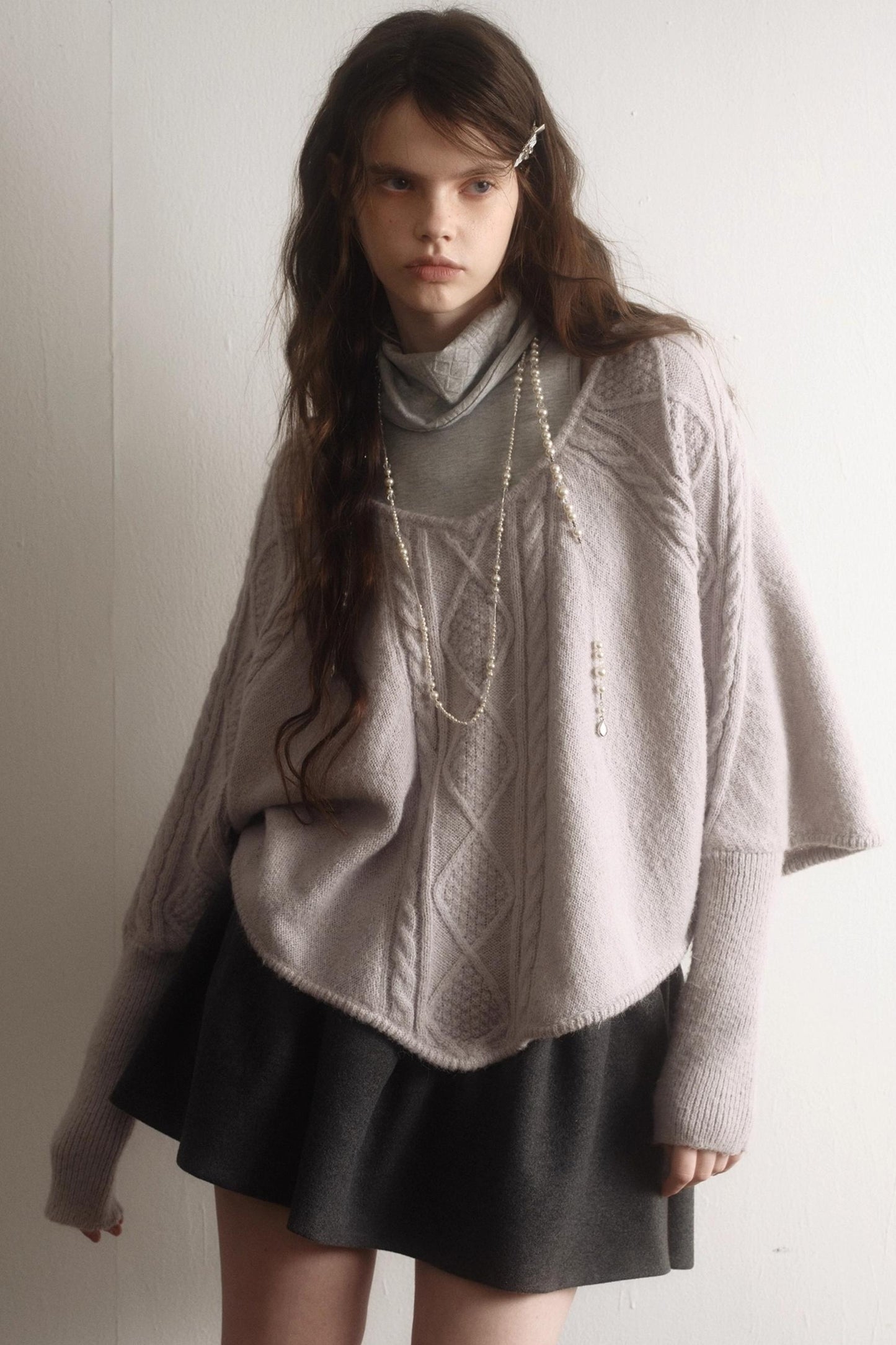 Light Purple Wool Batwing Sweater Set-Up