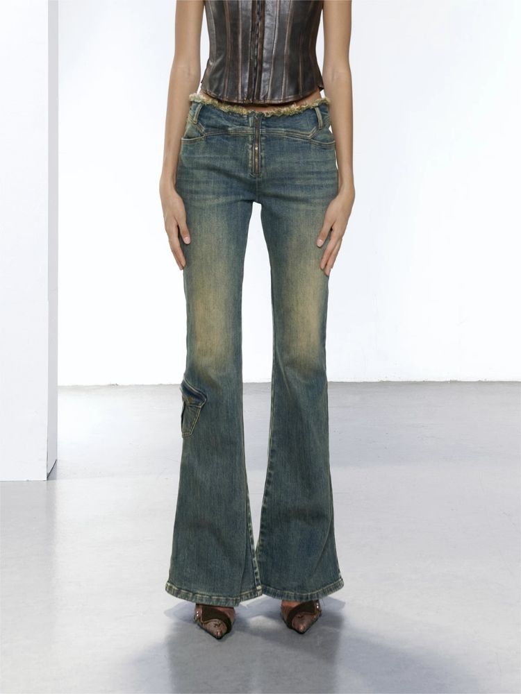 Denim Micro Flare Pants