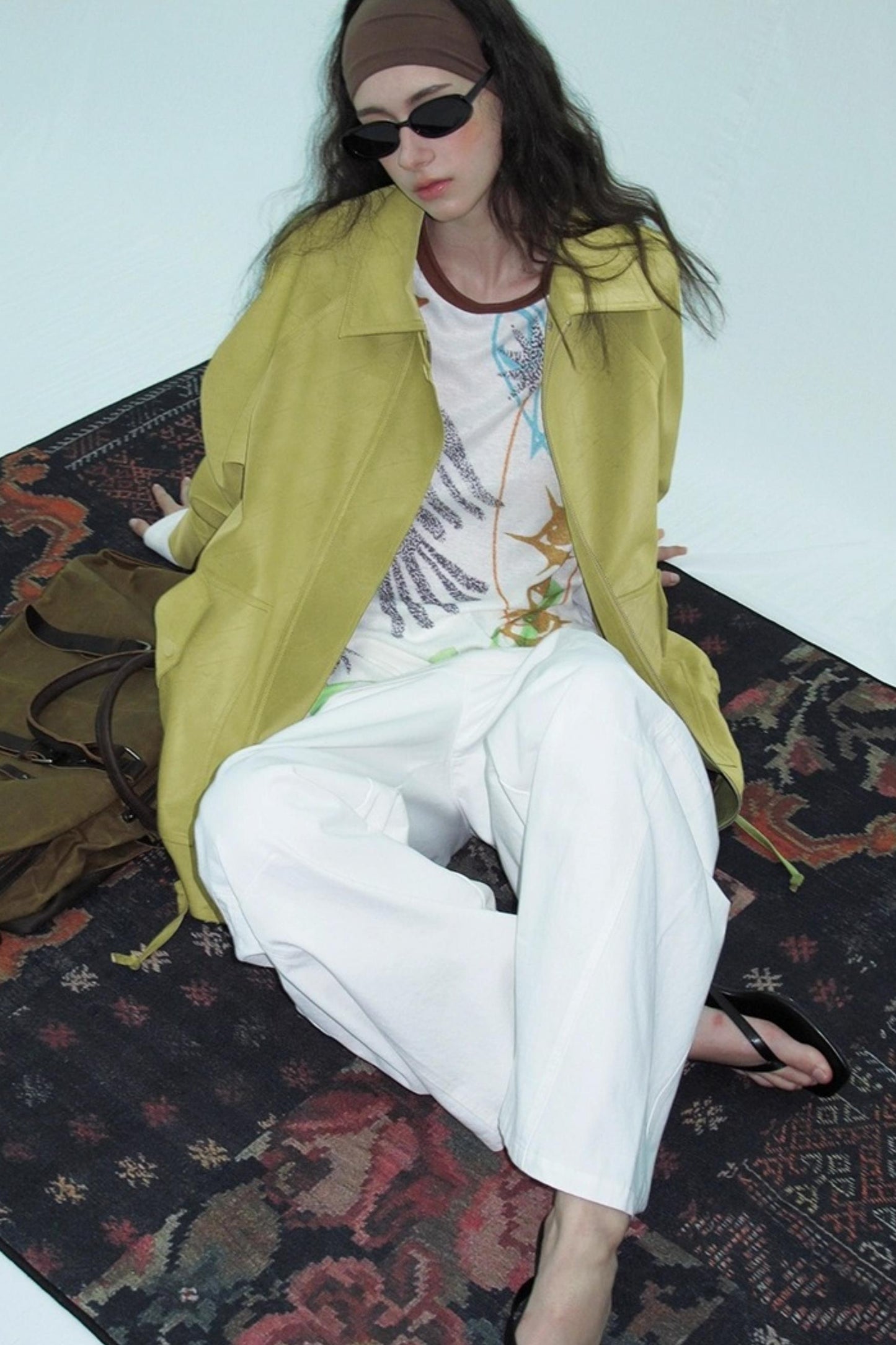 Green Lapel Leather Jacket