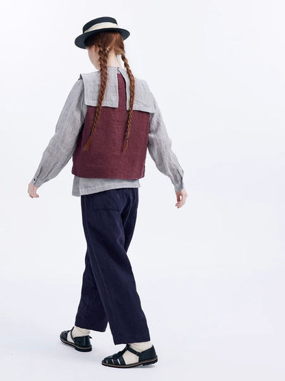 Linen temperament literary leisure stacking vest