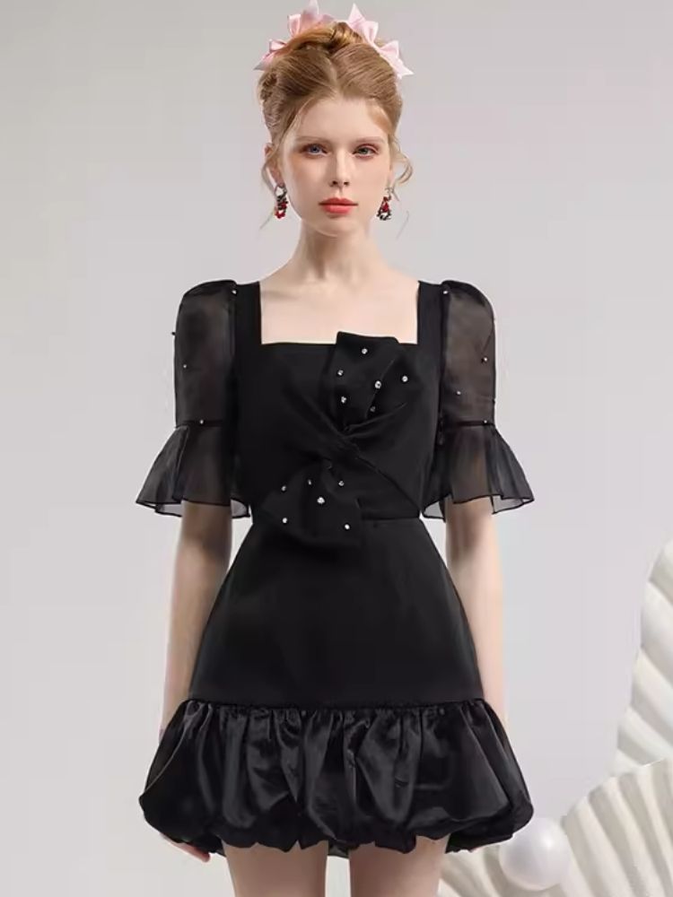 Three-dimensional bow organza dress