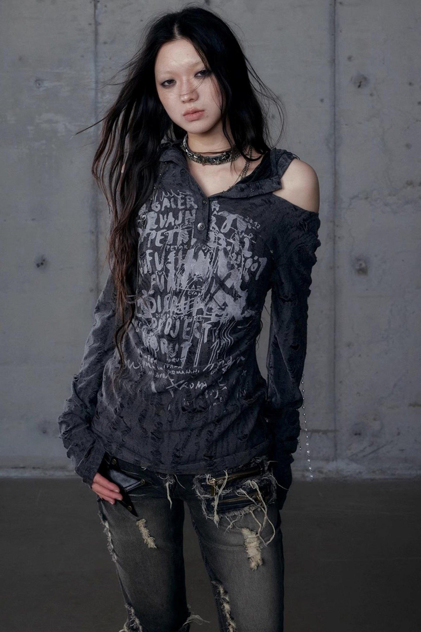 Vintage Punk Hooded Top