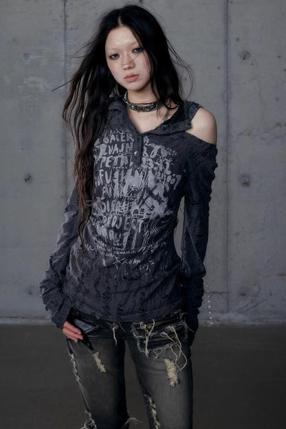 Vintage Punk Hooded Top