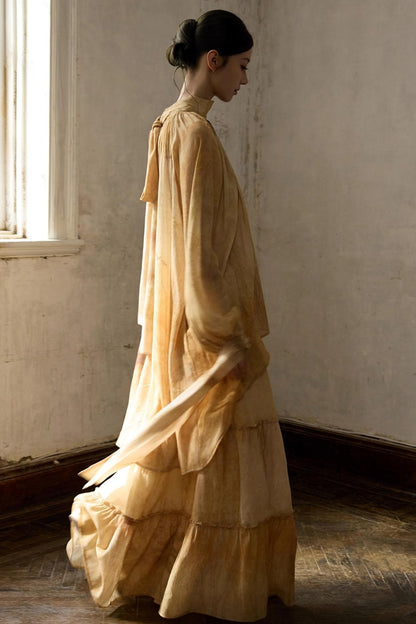 Romantic Lace-up Flowing Skirt Set-Up