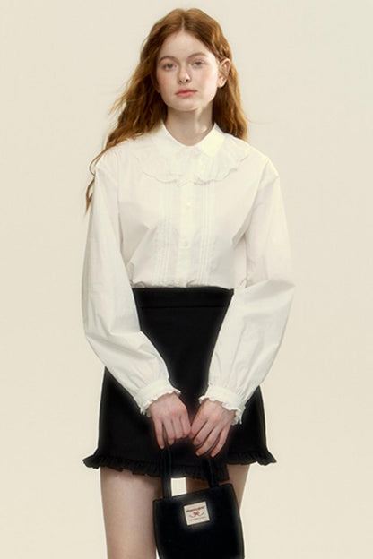 Embroidered Lace Web Cotton Shirt