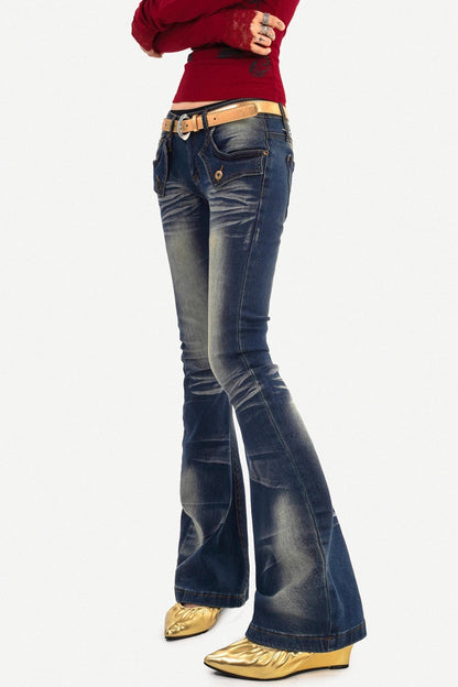 Retro Blue Flared Denim Pants