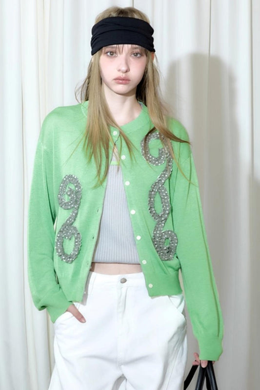 Emerald Pleated Knitwear Cardigan