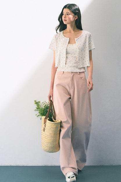 Pink Straight Leg Trousers