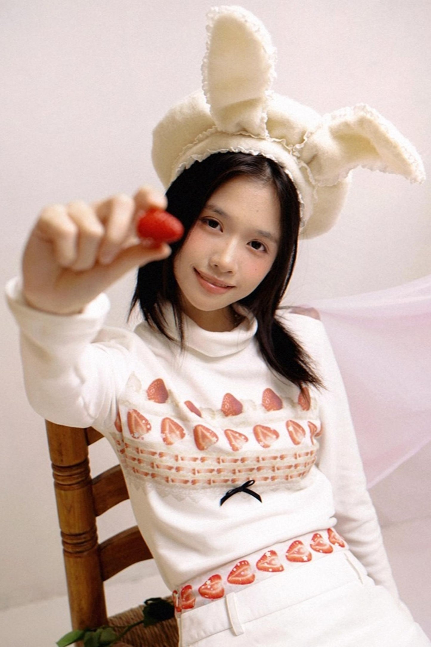 Happy Birthday Strawberry Cake Turtleneck Top