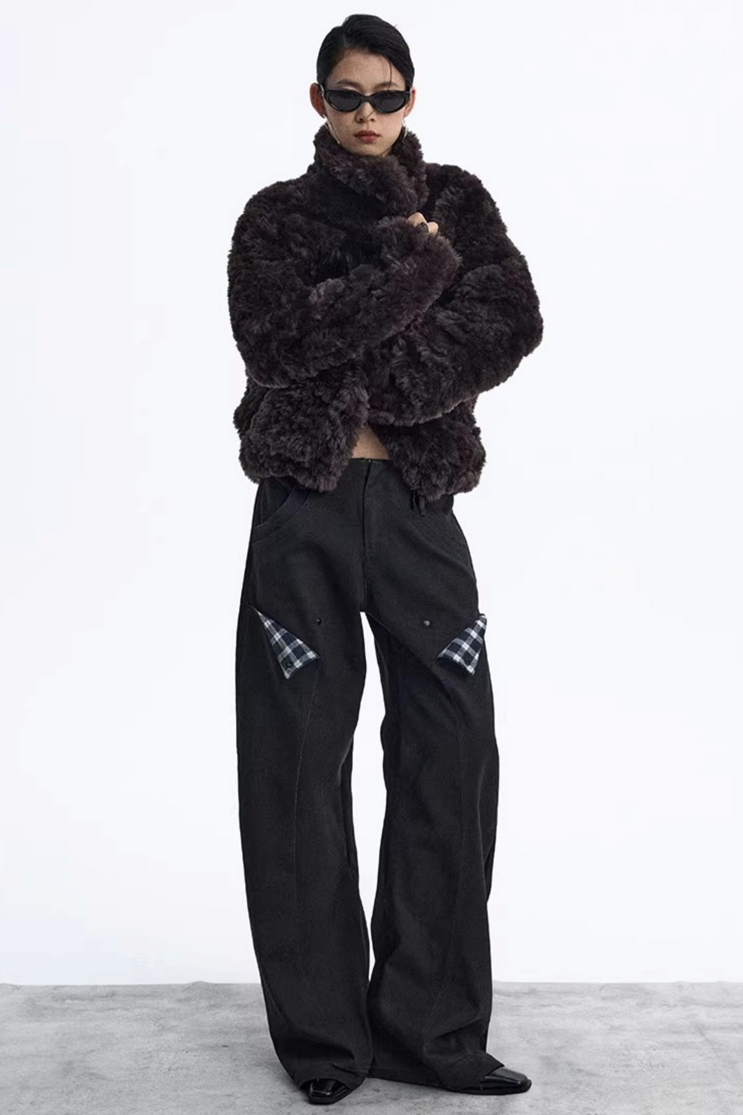 Dekonstruktierte Matte Schwarze Karohose