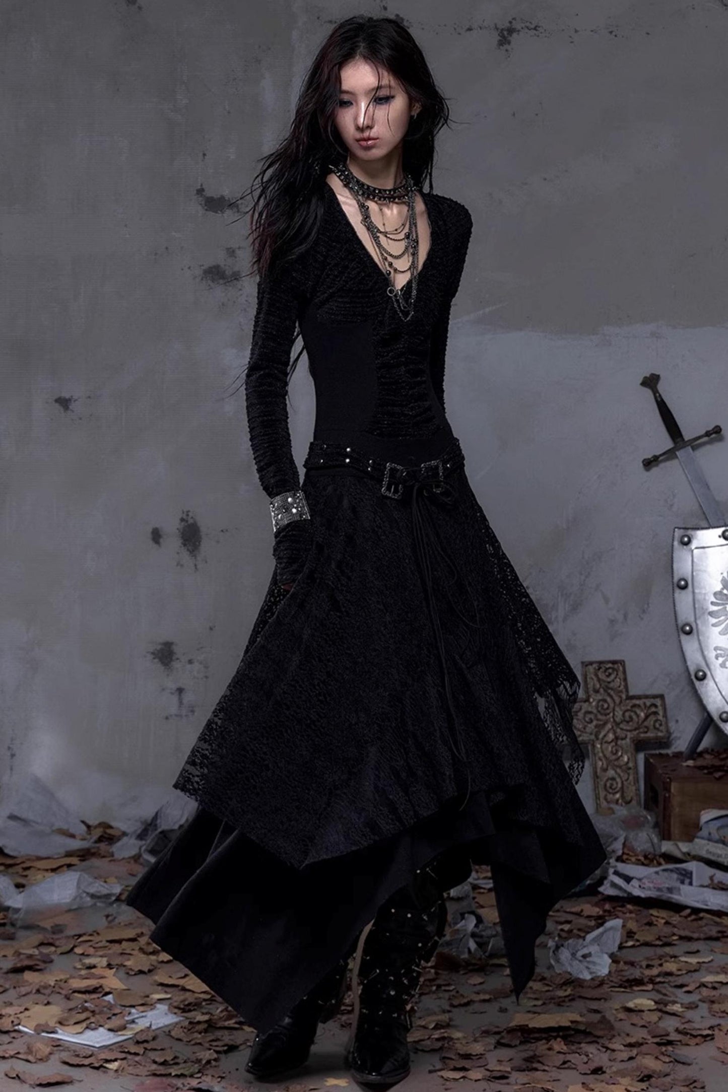 Court Dream Puff Sleeve Lace Maxi Dress