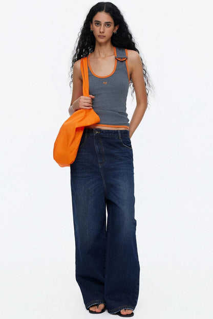 Asymmetrical Color-Blocking Tank Top