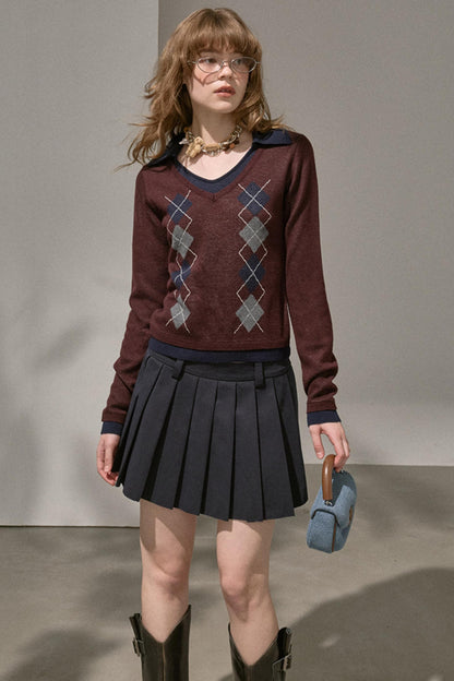 Slim V-Neck Warm Knitted Top